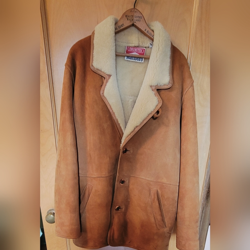 Marlboro Unlimited Men's Golden Brown Sheepskin 3/4 length Jacket Size M